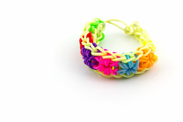 Colorful of elastic rainbow loom bands.