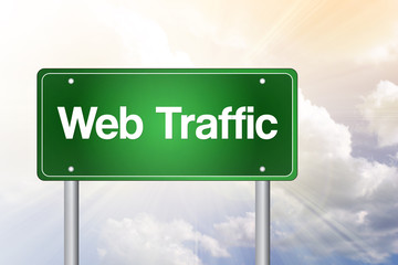 Web Traffic Green Road Sign, business concept