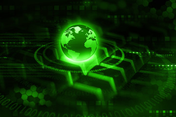 Globe and Computer Keyboard , internet technology concept