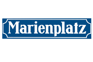 MarienplatzMünchen  Straßenschild Schild freigestellt