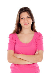 Fototapeta premium Casual young girl in pink