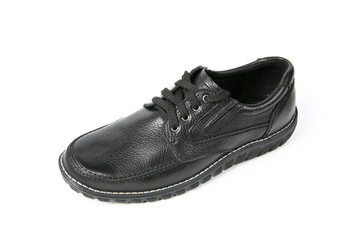 Man classic casual black boot isolated at the white background