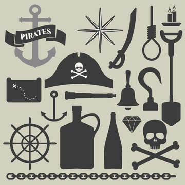 pirates icons set 
