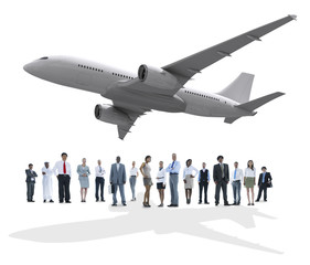 Fototapeta na wymiar Travel Business People Airplane Diversity Trip Flight Concept