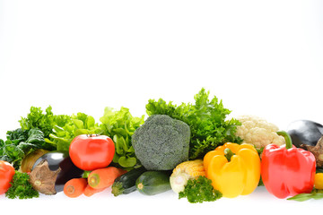 Vegetables and fruits isolated on white background