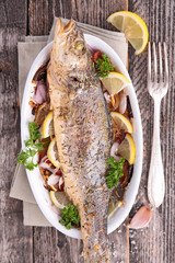 grilled fish and vegetables