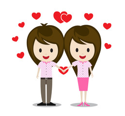 man and woman couple hold hands vector