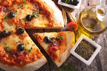 pizza with cheese and olive