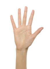 Fototapeta premium Woman hand showing number five.