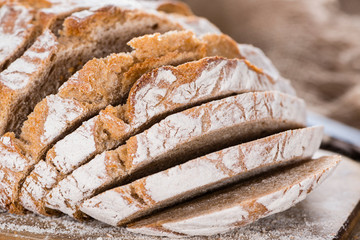 Rustic Bread on wooden background