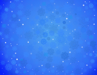 white snowflakes on the blue background