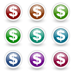 dollar web icons colorful set