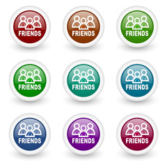 Fototapeta na wymiar friends colorful web icons vector set