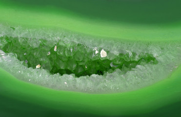 light crystals in green agate