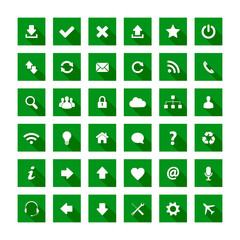 Green square long shadow style icons