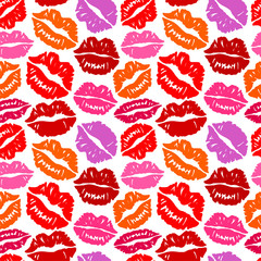 Seamless background with kisses.