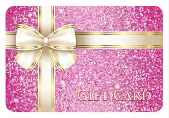 Luxury pink shiny gift card composed from glitters