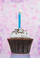 Birthday cupcake with candle