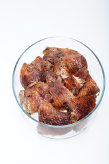 pieces of the roasted goose