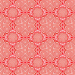 Seamless pattern of red hearts