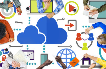 Brainstorming Sharing Online Global Communication Cloud Concept
