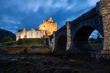 Eilean Donan Castle at dusk, Scotland, Uk