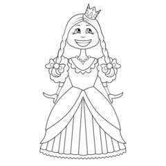 Fototapeta premium Coloring Book. Cartoon of funny little princess