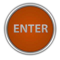 enter circular icon on white background
