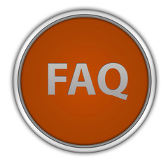 faq circular icon on white background