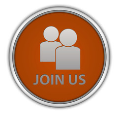 Join us circular icon on white background