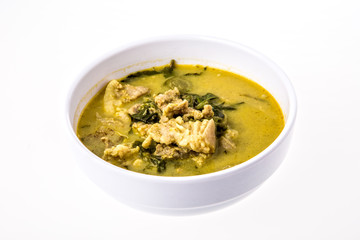 green curry on white background.