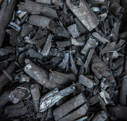 Charcoal close up black color made from wood