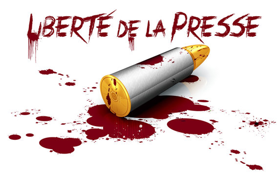Libert&eacute; de la presse et balle de revolver dans marre de sang