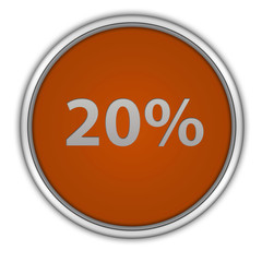 Twenty percent circular icon on white background