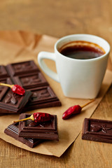 Dark chocolate, hot pepper and a cup of coffee