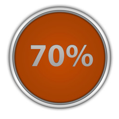 Seventy percent circular icon on white background