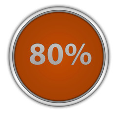 Eighty percent circular icon on white background