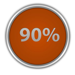 Ninety percent circular icon on white background