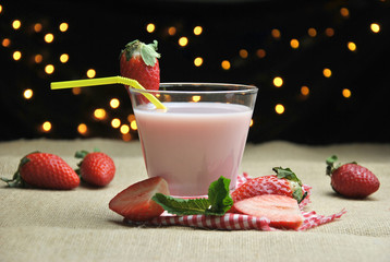 glass of strawberry milkshake