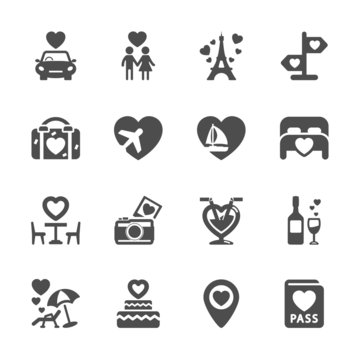 valentine and honeymoon icon set, vector eps10