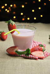 glass of strawberry milkshake