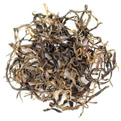 Mensong Menghai red yunnan chinese tea crop closeup isolated