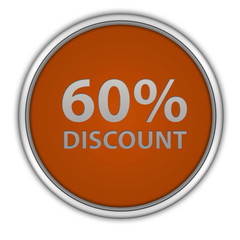 Discount sixty percent circular icon on white background