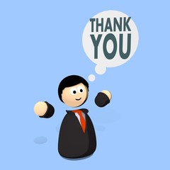 flat design character thinking thank you