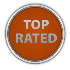 Top rated circular icon on white background