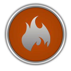 Fire circular icon on white background