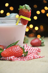 glass of strawberry milkshake