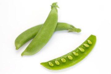 Fresh garden pea isolate on white background