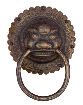 Handle Door Chinese Vintage Style Isolated With Clipping Path