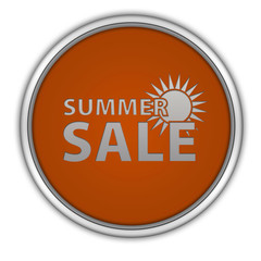 Summer sale circular icon on white background